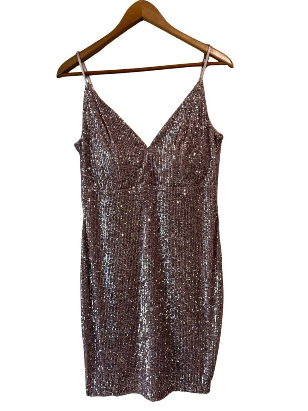 Rose Gold Sequin Bodycon Party Dress XL Cocktail Glam Emerald Sundae